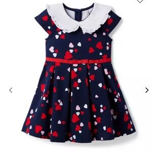 Janie and Jack Navy Blue Heart Print Kids Dress